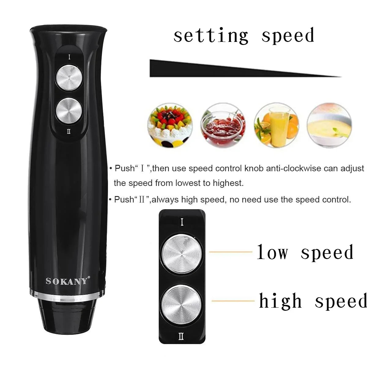 Immersion Hand Blender 5-In-1 Stick Blender with Chopper Beaker Whisk 2 Speed for Smoothies Shakes Sauces,Black