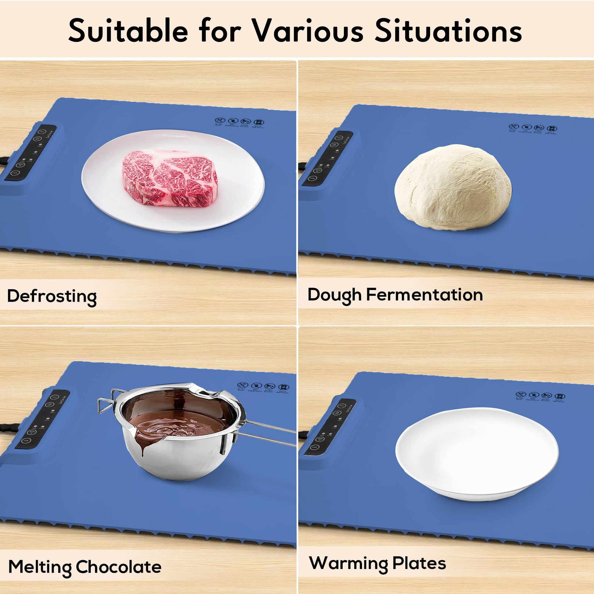 24"X15" Electric Warming Tray Roll up Food Warmers with Adjustable Temperature & Time for Home Parties and Buffets Use（Blue）