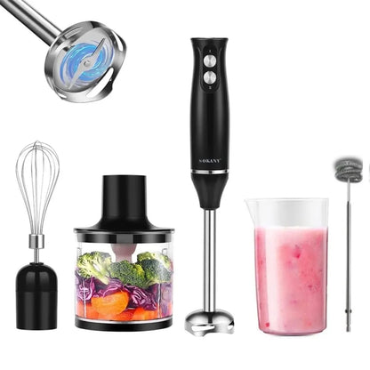 Immersion Hand Blender 5-In-1 Stick Blender with Chopper Beaker Whisk 2 Speed for Smoothies Shakes Sauces,Black