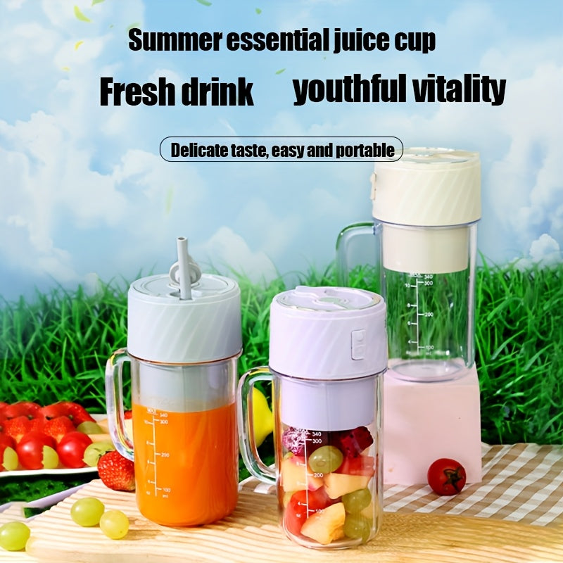 Portable Blender Rechargeable Blender Travel Cup with Lid and Straw, Ideal for Making Milkshakes, Smoothies, and Juices, Mini Blender Suitable for Outdoor Sports, Home Use, and Travel