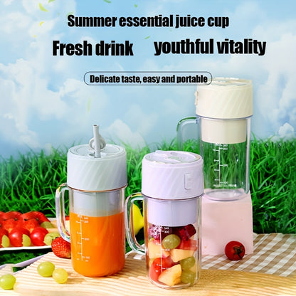Portable Blender Rechargeable Blender Travel Cup with Lid and Straw, Ideal for Making Milkshakes, Smoothies, and Juices, Mini Blender Suitable for Outdoor Sports, Home Use, and Travel