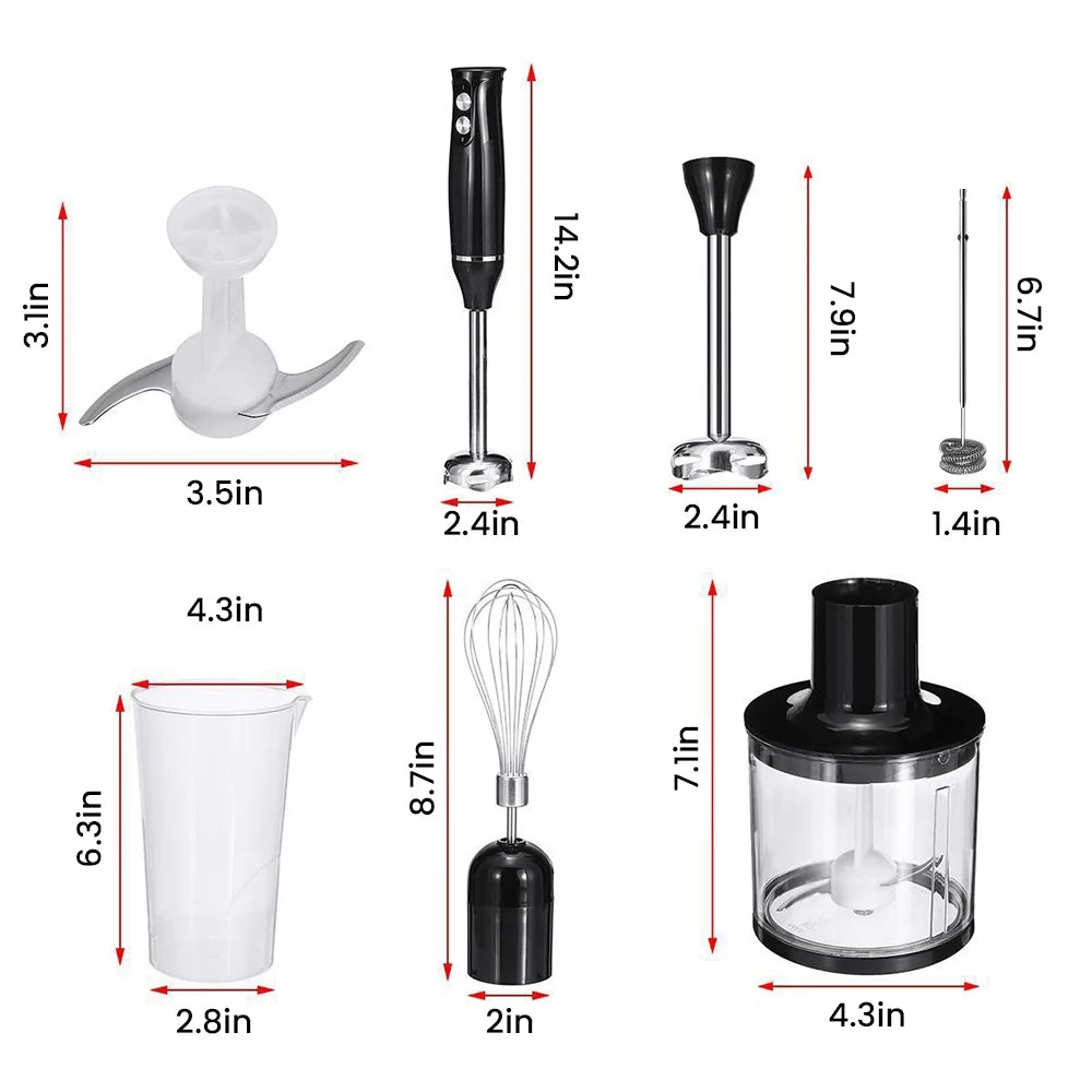Immersion Hand Blender 5-In-1 Stick Blender with Chopper Beaker Whisk 2 Speed for Smoothies Shakes Sauces,Black