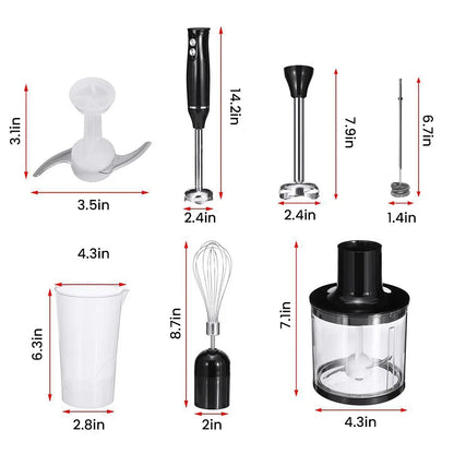 Immersion Hand Blender 5-In-1 Stick Blender with Chopper Beaker Whisk 2 Speed for Smoothies Shakes Sauces,Black
